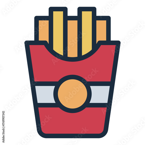 french fries filled line icon for snack order at fast food counter