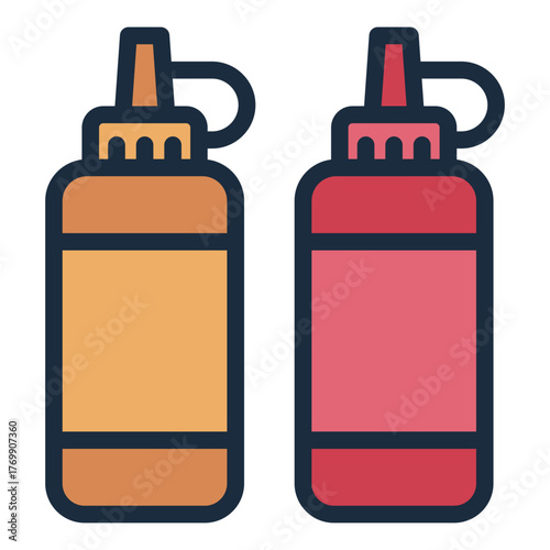 sauce filled line icon for adding flavor at diner or fast food meal