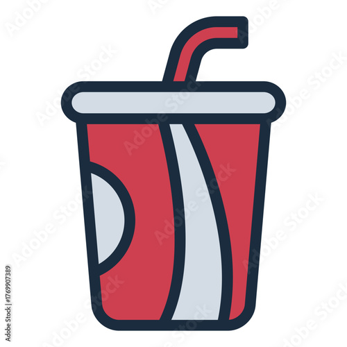 cold soda drink filled line icon for takeaway beverage