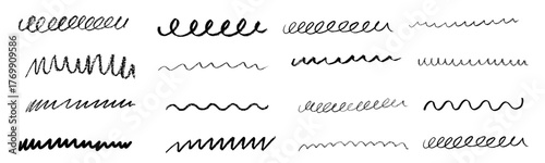 Hand drawn black wavy marker underline highlight element. Vector illustration