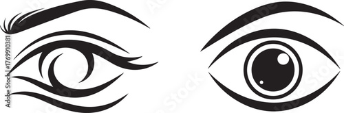 Stylized Eye Vector Illustration: Abstract and Detailed Monochrome Designs