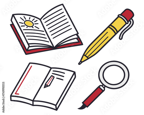 Collection of school and office supplies