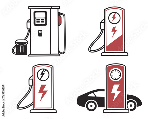 Four electric vehicle charging stations