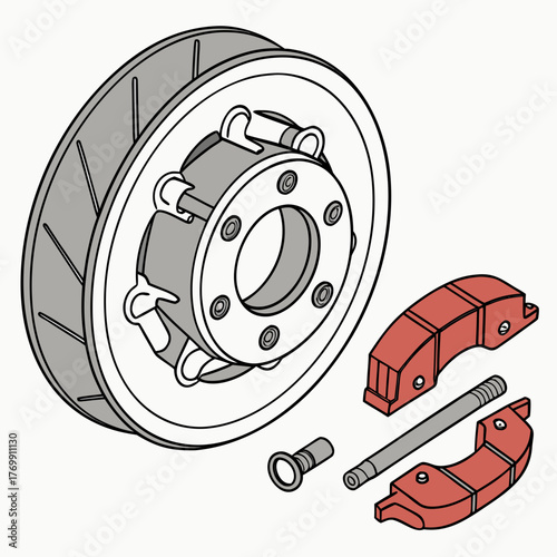 Diagram of a disc brake assembly with pads