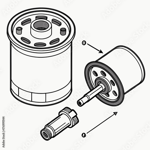 Diagram of an oil filter and its components
