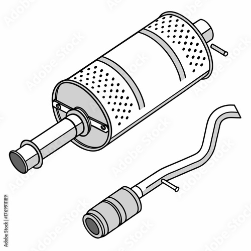 Illustration of a car exhaust system