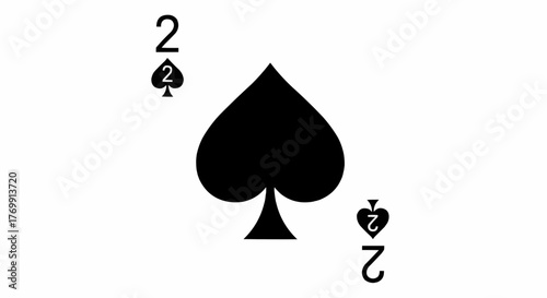 Illustration of the two of spades playing card with black suit symbol on a white background design element