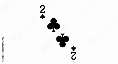 Illustration of a playing card showing the two of clubs suit with black symbols on a white background