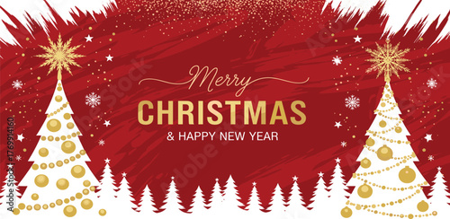Elegant Christmas Celebration Merry Christmas & Happy New Year Greeting Card Design