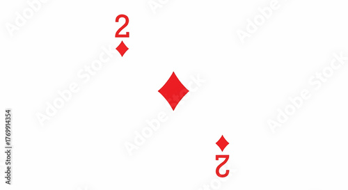 Illustration of a playing card featuring the number two and a diamond suit on a white background