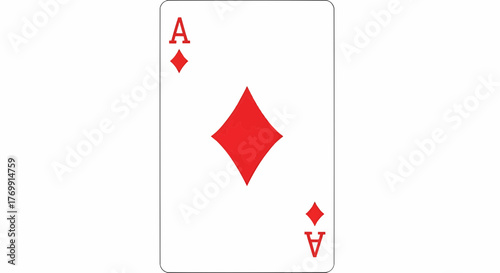 A simple image of an ace of diamonds playing card with red suit and letter on a white background