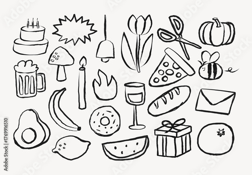 Hand Drawn Doodle Icons Design Set