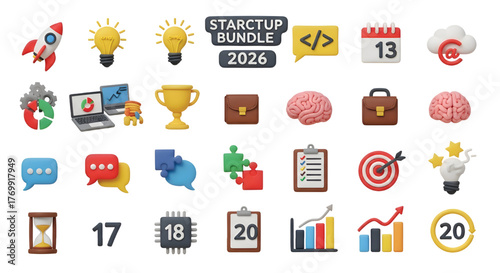 Startup and business concept claymation elements