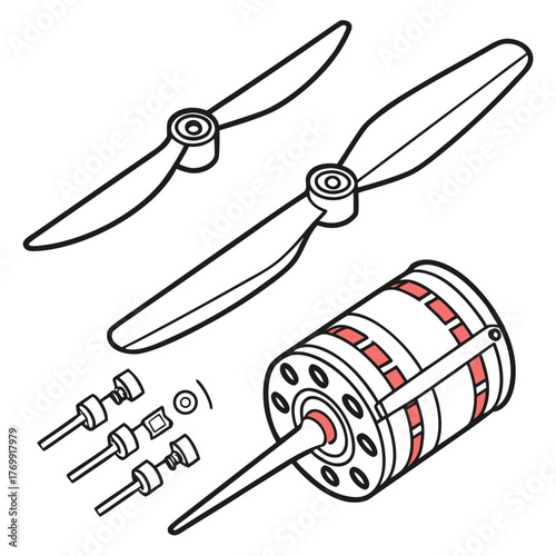 Illustration of a drone motor with propellers