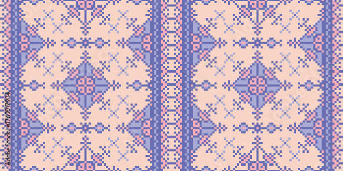 Seamless geometric knitted fabric texture with snowflake pattern design