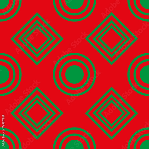 Seamless Christmas pattern with beautiful circles and squares