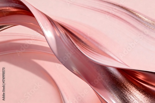 Abstract Rose Gold Flow, Modern Art, Smooth Curves, Dynamic Design, Luxurious Texture