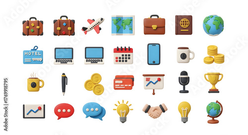 Set of business and travel icons