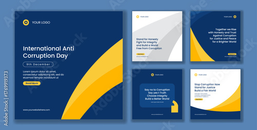 International Anti Corruption Day Social Media Post Flat Cartoon Templates Background Illustration