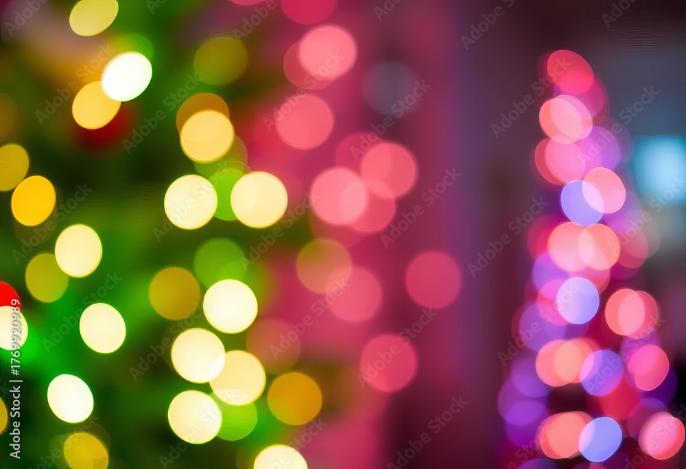 Fototapeta premium Abstract blurred Christmas lights glowing bokeh, blurred, glow