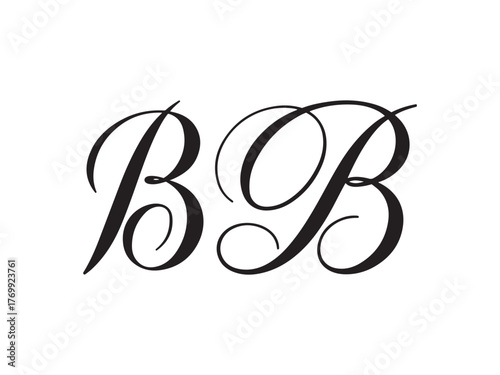 BB Lettering Initial Design Typography Vector Art Illustration
