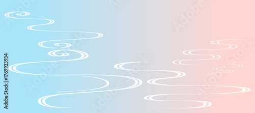 グラデーションと流水紋のフレームイラスト　和風　波紋　吉祥文様