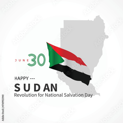 Sudan Revolution for National Salvation Day post illustration on whtie background
