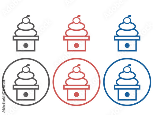 正月飾りのシンプルな線画イラスト（鏡餅）