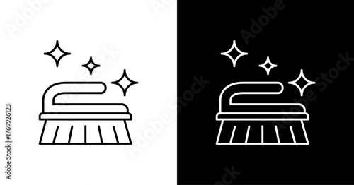 Scrubbing Brush White Icon Set Design