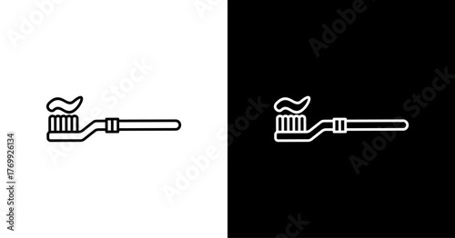 Toothbrush White Icon Set Design