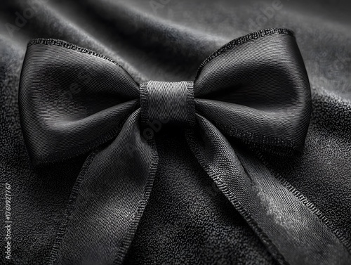 Elegant Black Satin Bow - Fashion Accessory & Gift Wrapping Design Element