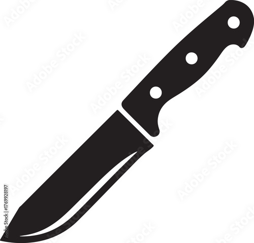 'Utility knife vector icon featuring a sharp blade and ergonomic handle design isolated on black background'
