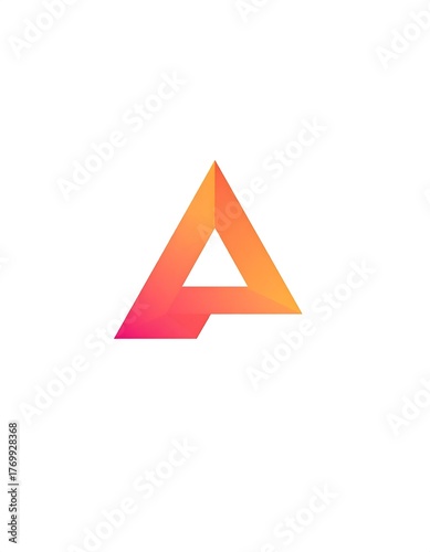 A geometric, gradient-filled letter 'A' is centered against a stark white background. The design blends pink, orange, and yellow hues Free Download A geometric, gradient-filled letter 'A' is centered against a stark white background. The design blends pink, orange, and yellow hues - GFXLoad