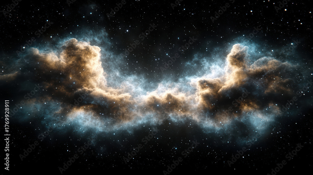 Fototapeta premium Soft glowing nebula cloud in violet and blue tones creates mesmerizing cosmic scene