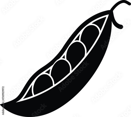 Single green pea pod icon with healthy beans