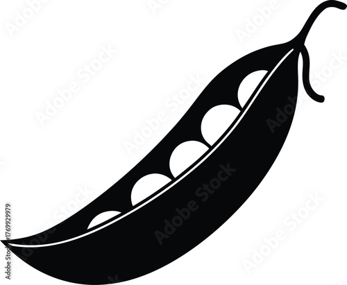 Open green pea pod with fresh peas visible