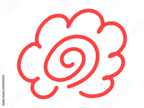 手書きの赤色のシンプルで可愛い花丸のイラスト