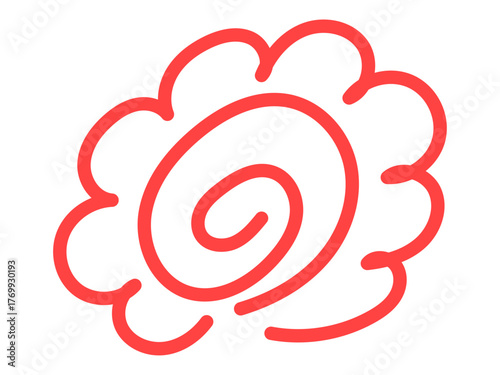 手書きの赤色のシンプルで可愛い花丸のイラスト