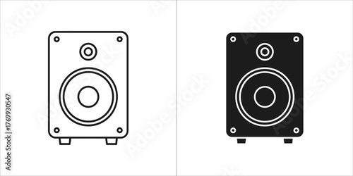 Two speaker icons, one outline and one black