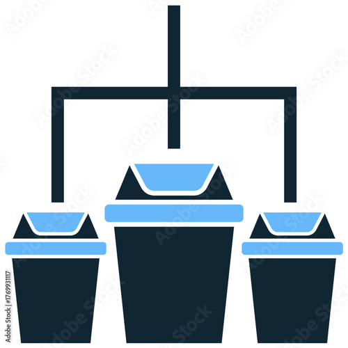 Waste sorting icon vector. Ideal for recycling, ecology, and environmental management themes. Represents proper segregation of trash and a commitment to sustainability.