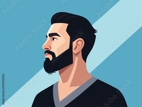 A stylish portrait illustration of a man with a beard, showcasing confidence, masculinity, and modern style