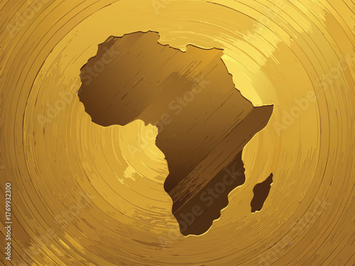 Golden africa continent map on a textured background, symbolizing the rich history, diverse cultures, and promising future of the african continent