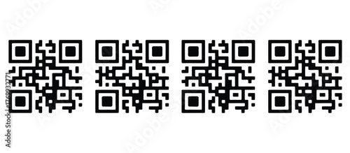 set of illustrative fake qr codes and barcode vectors designed as visual placeholders non-functional scannable-looking elements for web mockups product packaging presentations app prototypes and graph