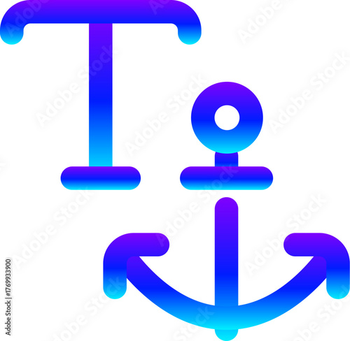 Modern Blue Gradient Line Icon of Anchor Text Tool