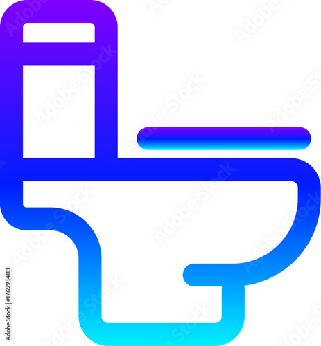 Modern Blue Gradient Line Icon of a Toilet