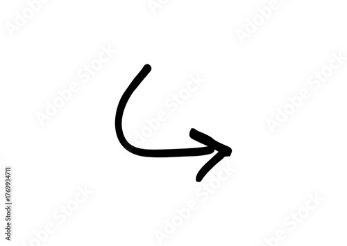  A hand-drawn, curved arrow pointing right, indicating a turn, a follow-up, or a return path in a simple, gestural style.