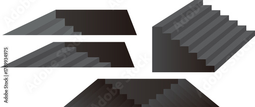 地下階段と階段のイラスト装飾セット