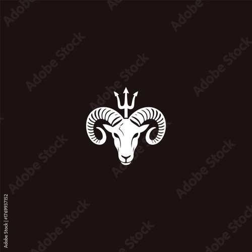 Bull trident logo vector icon illustration style