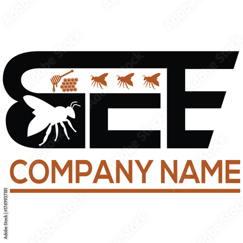 Bee honeycomb honey dipper company name insect