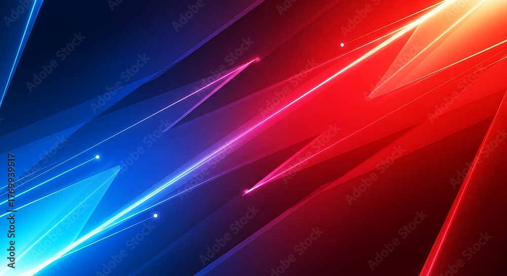 Fototapeta premium Abstract dynamic streaks of red and blue light trails creating a vibrant energetic background